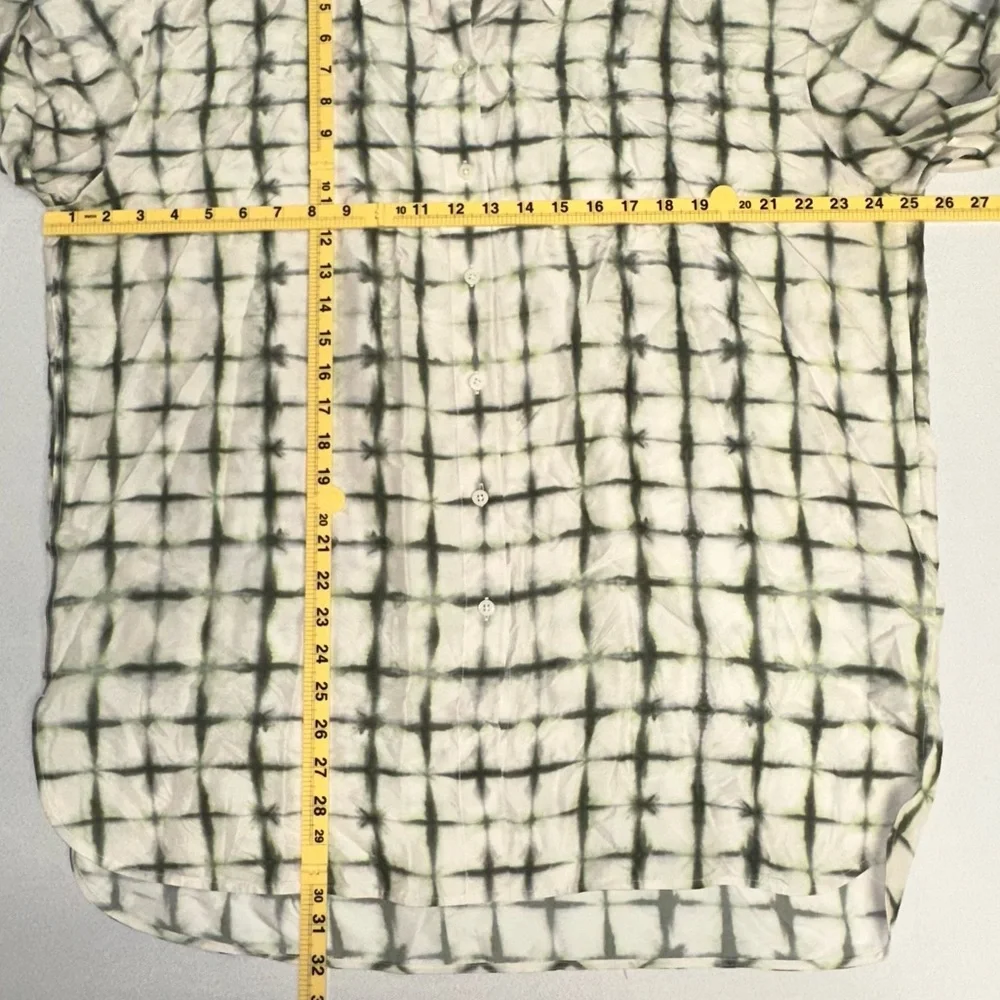 COS • 100% Silk Print Blouse **SEE MEASUREMENTS** Off-White Green Oversized - Picture 15 of 15